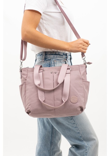 Çok Cepli Kadın Omuz Çantası Orta Boy Günlük HV4000 Açık Mor