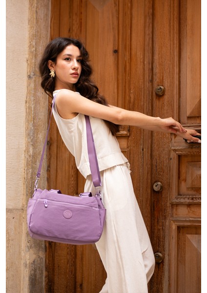 Çok Cepli Kadın Omuz Çantası Orta Boy Günlük HV4016 Açık Mor fırsatları