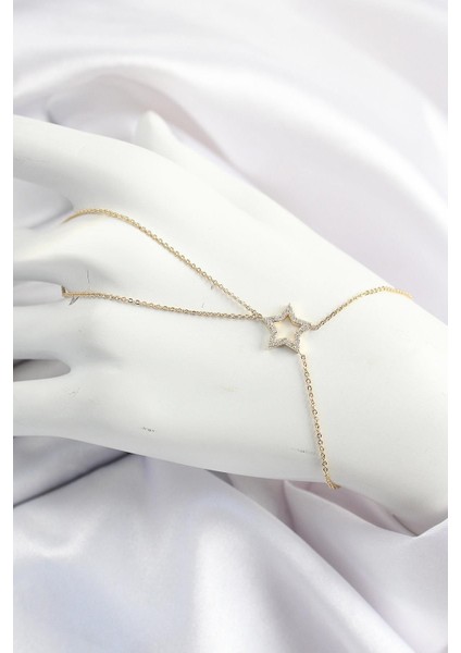 Pirinç Gold Renk Zirkon Taşlı Yıldız Model Şahmeran - PRT3500EB06853