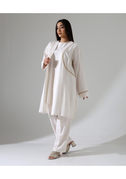 Büyük Beden Keten Üçlü Takım modelleri