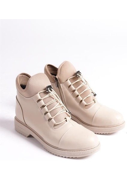 Kadın Krem Streç ve Bağcık Tedaylı Bilek Boy Termo Taban Bot fırsatları