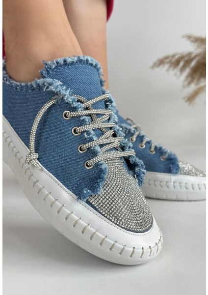 Enber Mavi Kot Bağcıklı Spor Ayakkabı