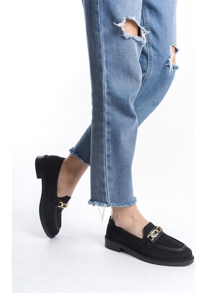 Kadın Eyzy Siyah Triko Tokalı Lofer Mokosen Babet Ayakkabı fiyatları