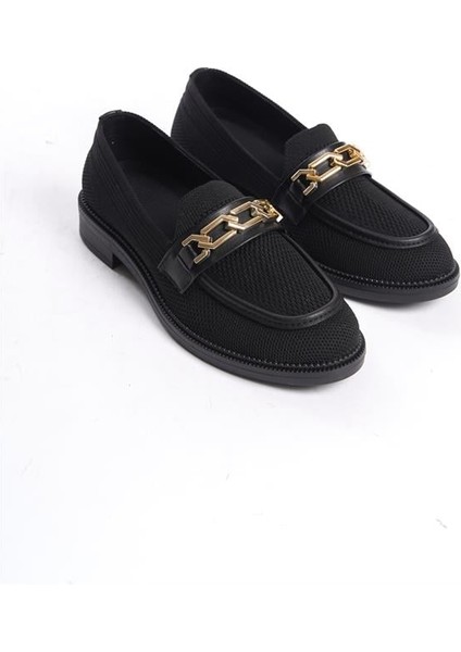 Kadın Eyzy Siyah Triko Tokalı Lofer Mokosen Babet Ayakkabı fırsatları