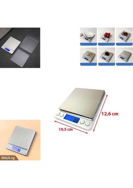 2 Tepsili (Kapaklı) Küçük Dijital Hassas Tartı Sayma Modlu Laboratuvar Kuyumcu Vb. Terazisi LCD Elektronik Mutfak Tartısı (Max: 3 Kg) fiyatları
