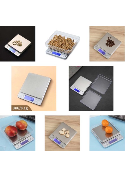 2 Tepsili (Kapaklı) Küçük Dijital Hassas Tartı Sayma Modlu Laboratuvar Kuyumcu Vb. Terazisi LCD Elektronik Mutfak Tartısı (Max: 3 Kg) modelleri