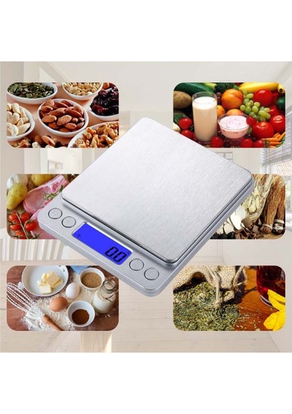 2 Tepsili (Kapaklı) Küçük Dijital Hassas Tartı Sayma Modlu Laboratuvar Kuyumcu Vb. Terazisi LCD Elektronik Mutfak Tartısı (Max: 3 Kg) indirimleri
