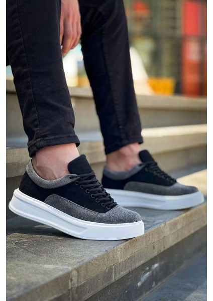 KB-005 Kuback Siyah Gri Süet Bağcıklı Günlük Erkek Ayakkabı modelleri