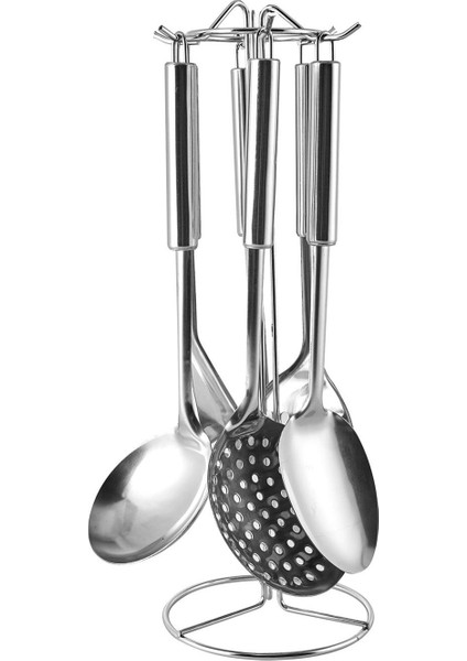 5 Parça Standlı Mutfak Servis Seti Gri, Şık ve Kullanışlı Tasarım