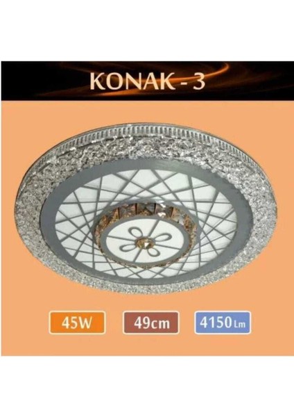 Sıva Üstü LED Panel 45W 49 cm Çapında Model Konak-3 LED Avize