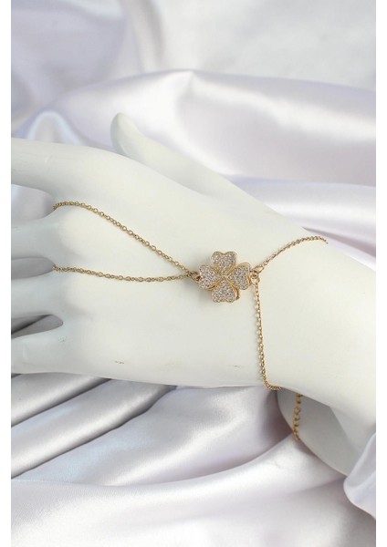 316L Çelik Gold Renk Zincirli Dönen Yonca Figürlü Şahmeran - PRT3500EB06302