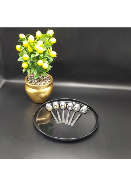 Renkli Tatlı Kaşık 6'lı Set, 14 Cm, 430 Kalite Çelik, Şık ve Dayanıklı