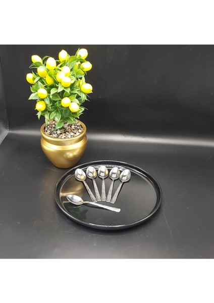 Renkli Tatlı Kaşık 6'lı Set, 14 Cm, 430 Kalite Çelik, Şık ve Dayanıklı fiyatları