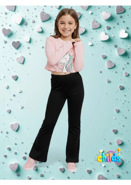 Ispanyol Paça Krep Kız Çocuk Tayt Pantolon