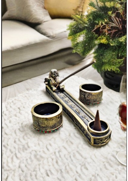 Antik Mısır Sfenks Tütsülük ve Mumluk