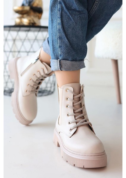 Daum Bej Cilt Bağcıklı Bot fiyatları