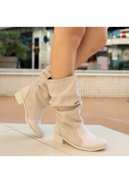 Jolin Bej Cilt Süet Detaylı Çizme fırsatları