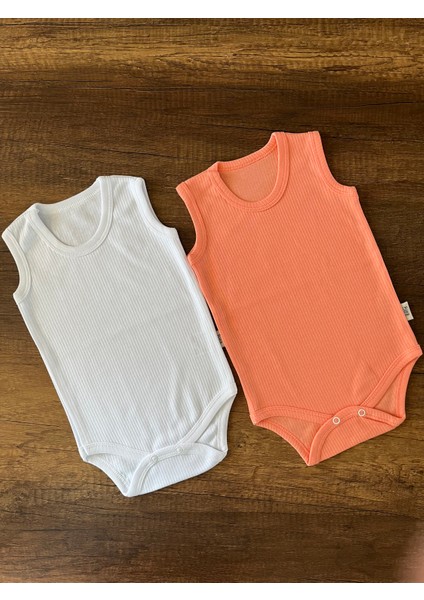 2 Adet Kolsuz Kız Erkek Bebek Badi Body Zıbın Alttan Çıtçıtlı Bisiklet Yaka Yenidoğan