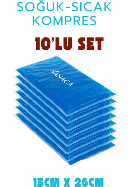 10 Adet Sıcak Soğuk Kompres Jel Buz Paketi, Tekrar Kullanılabilir Isıtıcı, Soğutucu Termojel 13X26CM