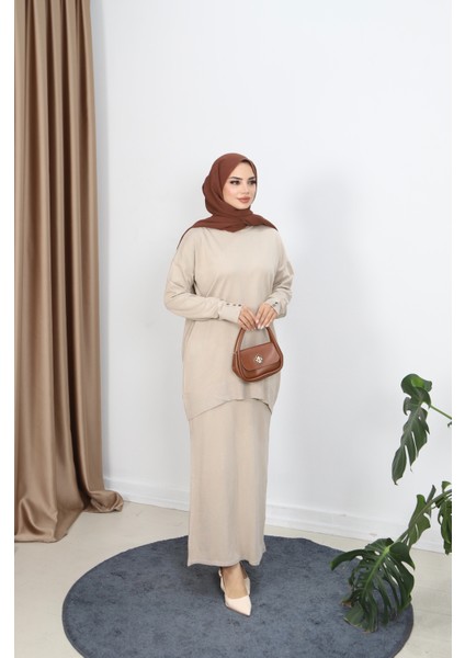 Düğme Detaylı Merserize Etekli Takım fiyatları