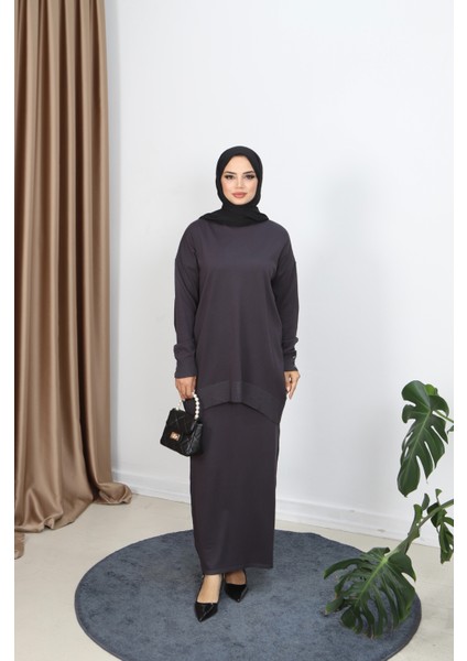 Düğme Detaylı Merserize Etekli Takım