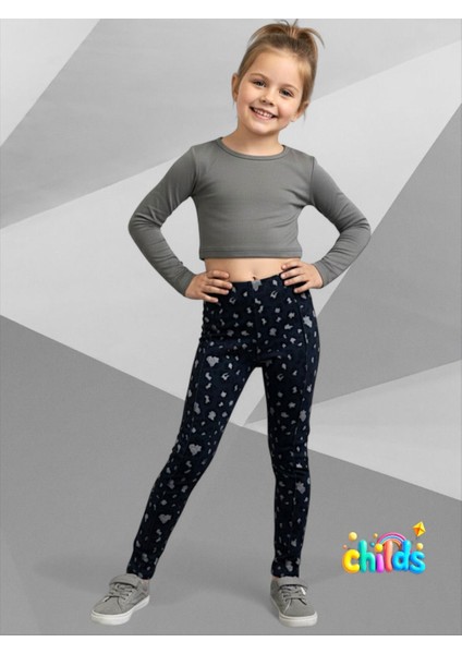 Leopar Desen Çelik Interlok Her Mevsime Uygun Nervürlü Kız Çocuk Tayt fiyatları