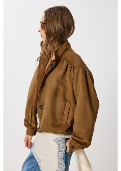 Vatkalı Süet Bomber Ceket LFG0155 Taba fırsatları