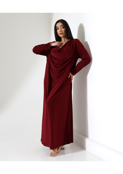 Büyük Beden Degaje Yaka Uzun Abiye Elbise