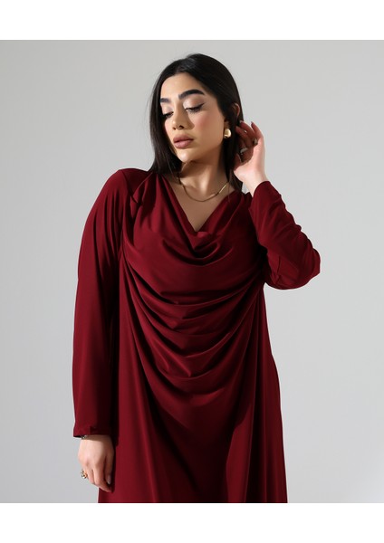 Büyük Beden Degaje Yaka Uzun Abiye Elbise