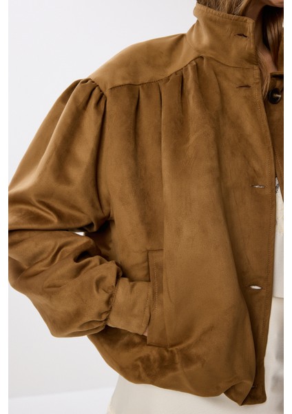 Vatkalı Süet Bomber Ceket LFG0155 Taba indirimleri