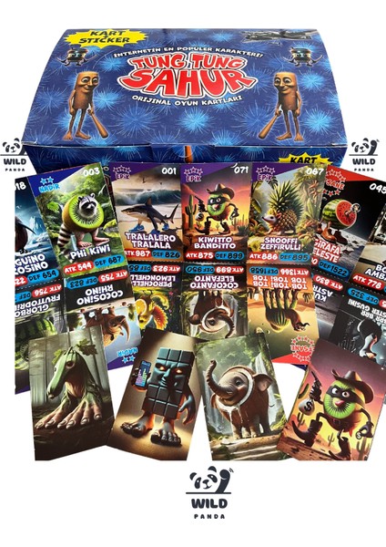 Tung Tung Sahur Kart Oyunu 12 Mini Kutu 72 Karakter Kartı + 12 Sticker | Hediye Paketli Eğlence Seti modelleri