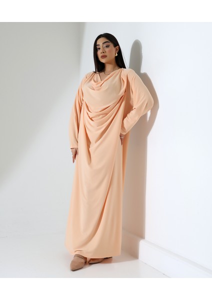 Büyük Beden Degaje Yaka Uzun Abiye Elbise