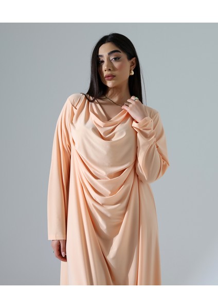 Büyük Beden Degaje Yaka Uzun Abiye Elbise