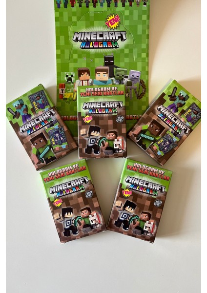 Mine Craft Yeni Koleksiyon Sürpriz Hologram Oyun Kartları 5'kutu 50 Adet