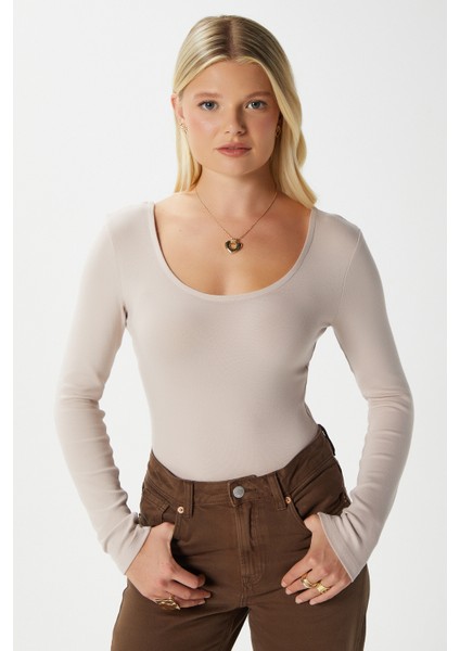 Kadın Heat Lux Touch U Yaka Bej Uzun Kol Soft Bluz fiyatları