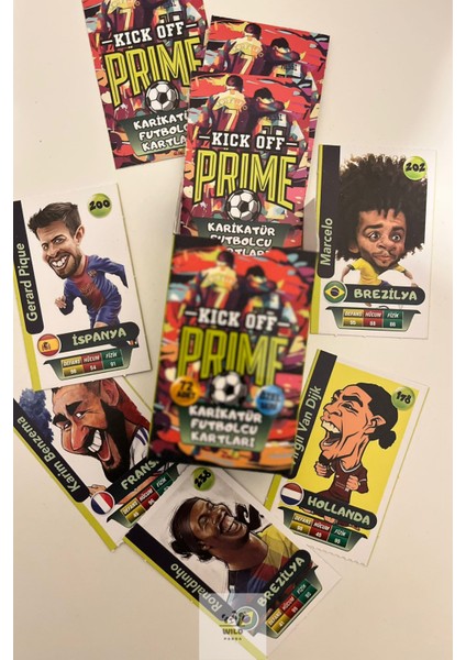 Kick Off Prime Karikatür Futbolcu Kartları 72 Adet Özel Seri Kutulu modelleri