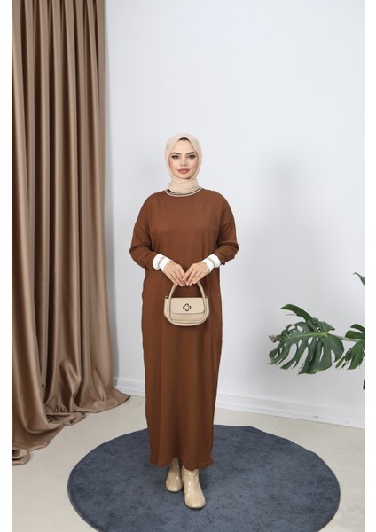 Sim Detaylı Merserize Elbise