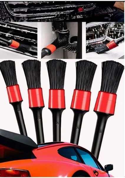 Oto Detay Fırçası Seti 5'li Kaliteli Detaylı Farklı Boyutlar, Premium Seri 5li Araba Fırçası