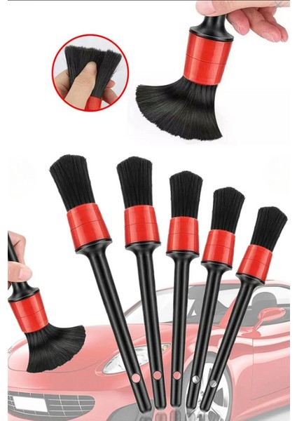 Oto Detay Fırçası Seti 5'li Kaliteli Detaylı Farklı Boyutlar, Premium Seri 5li Araba Fırçası modelleri