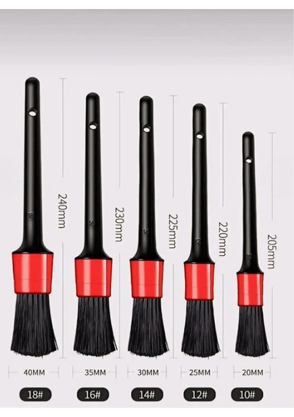 Oto Detay Fırçası Seti 5'li Kaliteli Detaylı Farklı Boyutlar, Premium Seri 5li Araba Fırçası