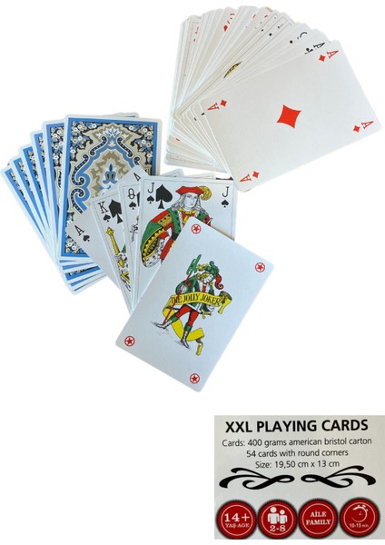 Dev Boy Iskambil Jumbo Playing Cards 54 Kart 400 gr Ameircan Bristol Carton Size: 19.50 cm * 13 cm modelleri