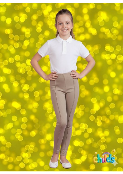 Uzun Çelik Interlok Pamuk Lıkralı Uzun Kız Çocuk Nervürlü Pantolon Tayt