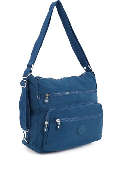 Çok Cepli Ayarlanabilir Çapraz Askılı Kadın Omuz ve Sırt Çantası Büyük Boy Günlük HV3050 Lacivert