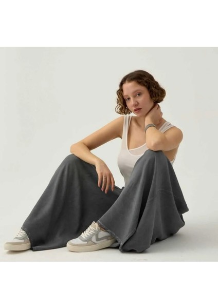 Cepsiz Bol Viskon Pantolon - Gri Renk ŞALVAR-%100 Pamuklu Kumaş.nefes Alan Organik Ürün fiyatları