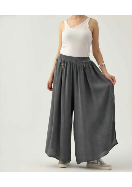 Cepsiz Bol Viskon Pantolon - Gri Renk ŞALVAR-%100 Pamuklu Kumaş.nefes Alan Organik Ürün fırsatları