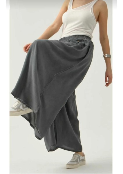 Cepsiz Bol Viskon Pantolon - Gri Renk ŞALVAR-%100 Pamuklu Kumaş.nefes Alan Organik Ürün indirimleri