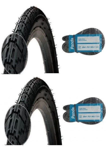 20 Jant 20X1.75 (47-406) Bisiklet Dış Lastiği D2059 x 2 Adet + Panda Iç Lastik Seti