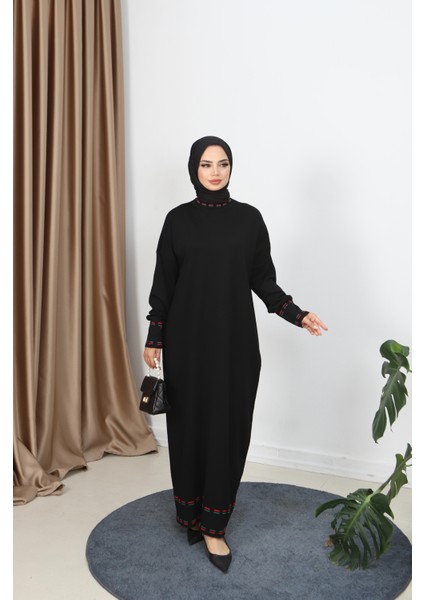 Şeritli Çift Renk Merserize Elbise