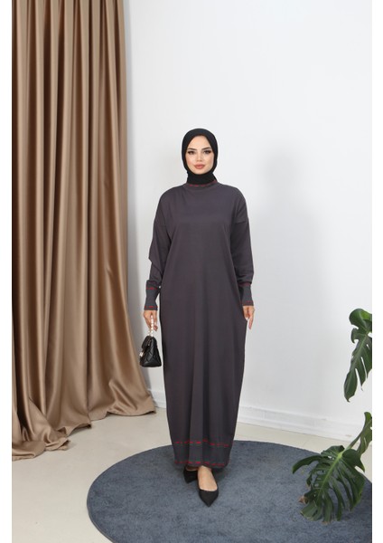 Şeritli Çift Renk Merserize Elbise