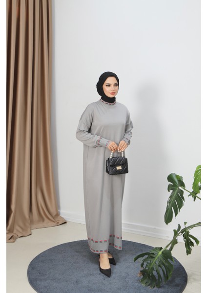 Şeritli Çift Renk Merserize Elbise fiyatları